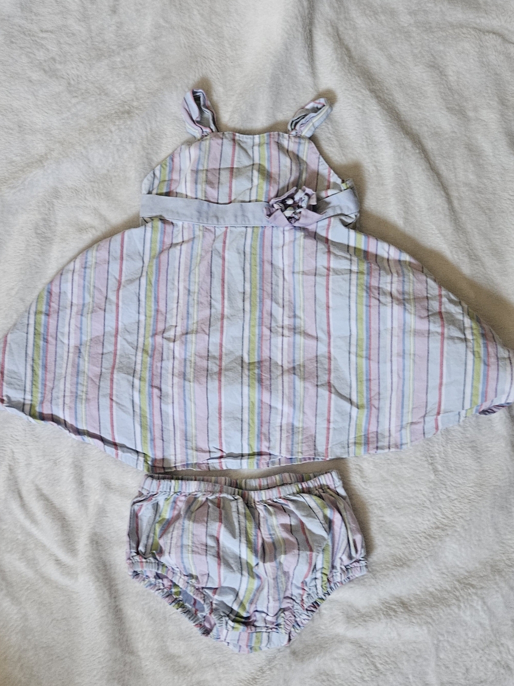 Vintage Gymboree Pastel Multi-Stripe Sundress and Bloomers-Pink Blue Green Cream